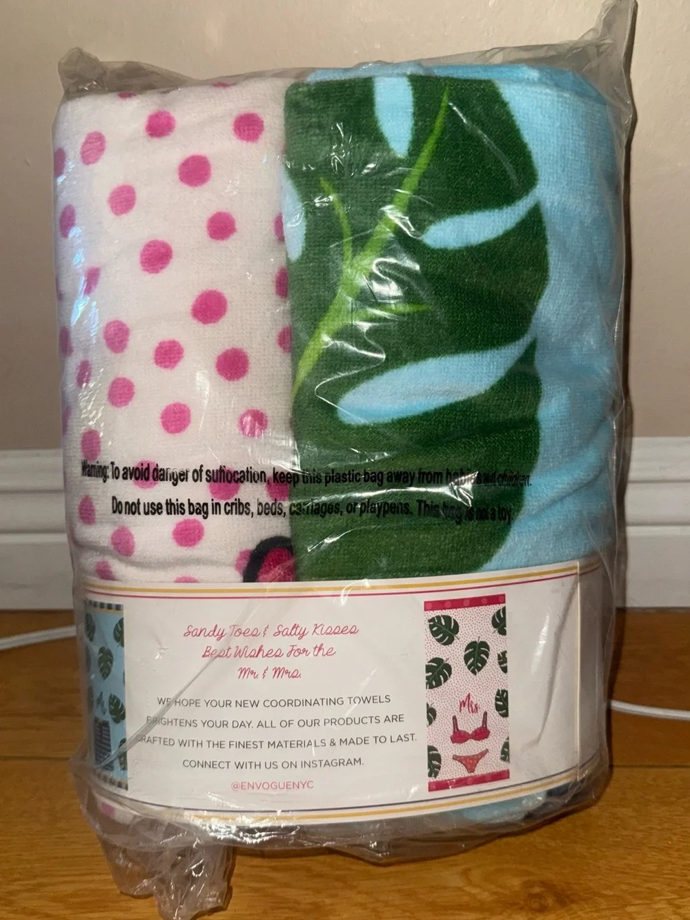 Envogue Light Blue and Hot Pink Home Bath Beach Towels Set of 2